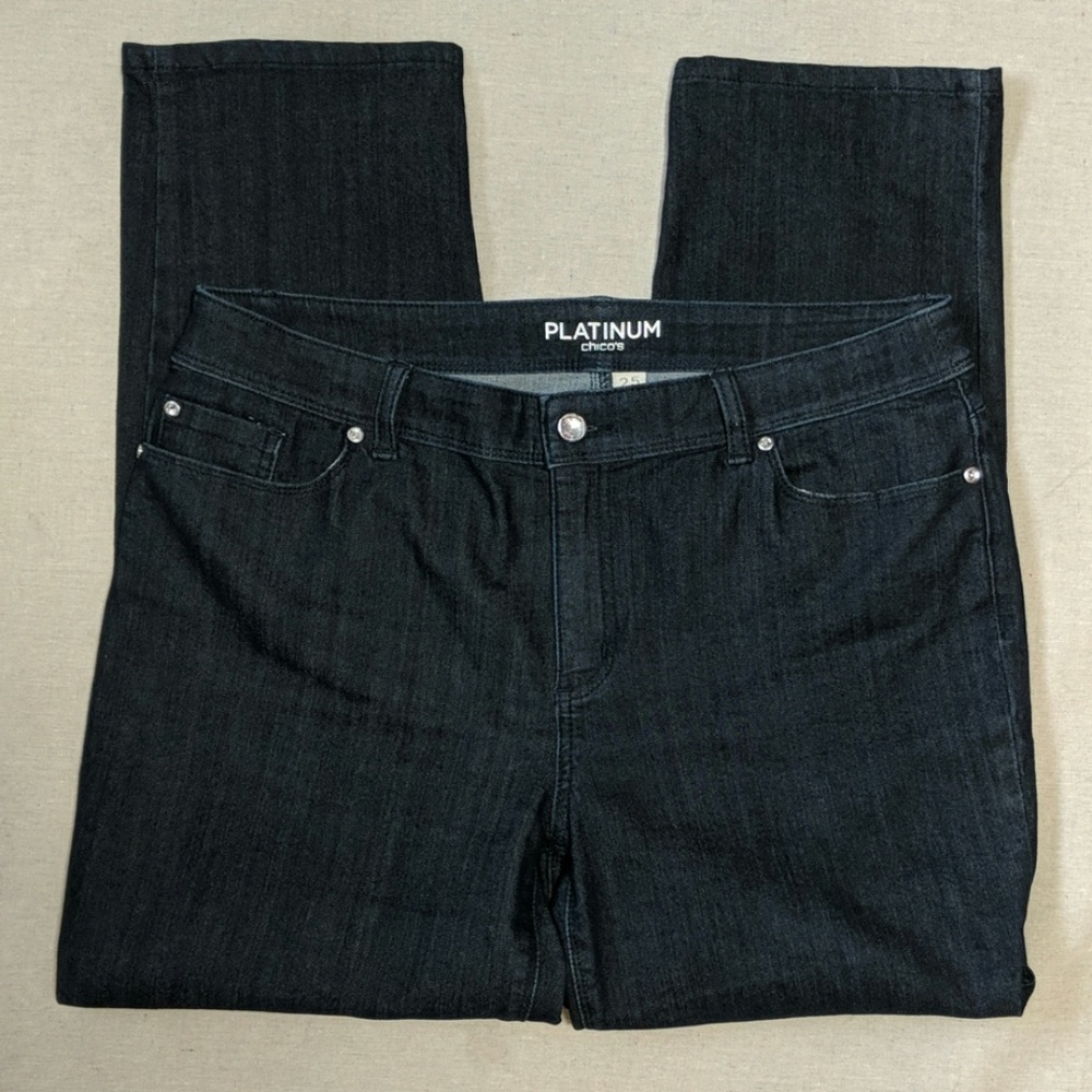 Chico's Platinum Embellished Jean Size 14 (2.5/L) - Picture 1 of 8